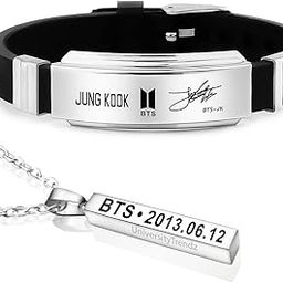 Jung Kook Signature Silicon Bracelet with Pendant Necklace for Men & Women-image-69