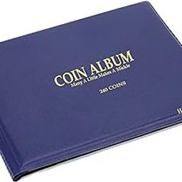 House of Quirk 240 Pockets Coin Holder Collection Coin Storage Album Book for Collectors, Money Penny Pocket (Blue)-24