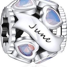 Birthstone Charms 925 Sterling Silver Love Heart Openwork Bead for Charm Bracelets and Necklaces with 5A Cubic Zirconia, Birthday Mothers Day Jewelry Gifts Women, Silver Cubic Zirconia, Cubic-image-83