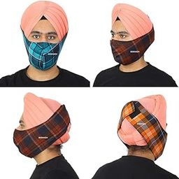 BISMAADH 100% Pure Cotton Premium Thata Beard Cover Face Mask For Turban (Multicolor, Free Size) Pack of 3-image-0