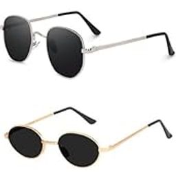 Unisex combo offer pack of 4 shades Unisex Fashion Sunglasses Set, 4 Pairs, Metal Frame, Black and Silver - 82186-1559-image-83