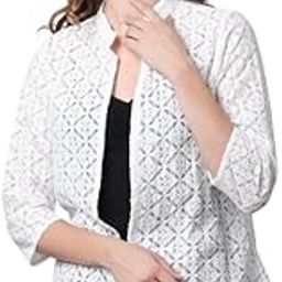 Women Cotton Graphical Lace Cover Up Shrug Cardigan BZZ-UNSRG-155-CLWHT-image-70