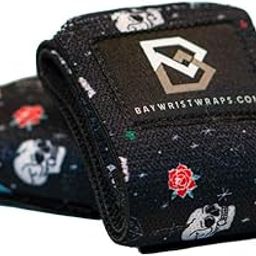 Bay Wrist Wraps Weightlifting Workout Wrist Brace - Adjustable, One Size Fits All - Comfort Wrist Wraps for Weightlifting with Thumb Loop, Lifting Wrist Straps in Skull and Roses - 18-inch Wrist Wrap-3