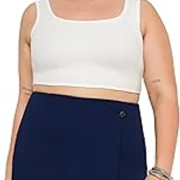 wild u Women Plus Size Skort | Mini Skort | Button Detail | Stretchable | Comfortable | Stylish (Navy Blue, Size: 38 to 48)-picture-0