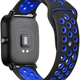 22mm Band, Strap for Noise ColorFit Ultra, ColorFit Pro 3, NoiseFit Endure, ColorFit NAV, NoiseFit Evolve, NoiseFit Active, Soft Silicon with Air Hole Straps (Black with Blue)-6
