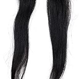 DIYA DIVINE Single Clip Real Human Hair Extensions 12" Streak For Women and Girls, Natural Black (Pack Of 2)-18