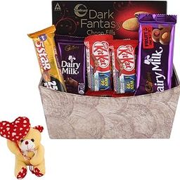 SFU E Com Designer Chocolate Basket Hamper | Valentine Heart Teddy Bear With Chocolate Combo | Valentine Chocolate Hamper | 863-image-3