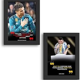 DmcreativityCraft Cristiano Ronaldo Poster Motivational Quotes Wall Frames Framed Messi Posters for Office, 9.5 x 12.5 Inches, with 1 inch Black Photo Frame, Study Decoration Set of 2-image-5
