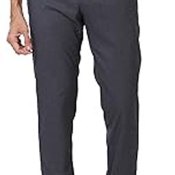 Men Slim Fit Structure Pattern Polyester Blend Pleatless Formal Trouser (Size: 34)-RMTS05220-B7 Dark Blue-67