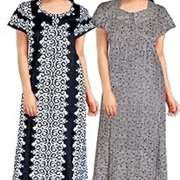 Women's Pure Cotton Nightwear Casual Nighty (Black Panel PINKI BEIGE-63 XL)-image-7
