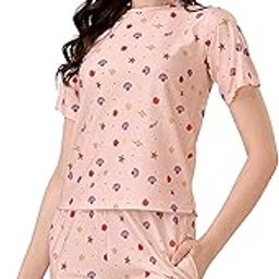 Cord Set for Women, Night Suits for Women, with 2 Pockets, Cotton Stretchable Digital Print, Blue Green & White-image-125