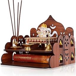Goelite Small Pooja Stand for Home Wall Mount Or Tabletop | Pooja Mandir Temple for Office and Home with Bells | Unique Design-image-4