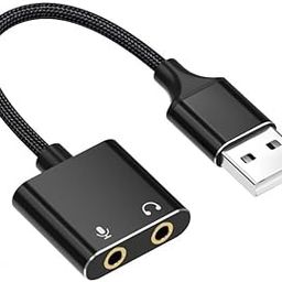 USB Sound Card USB to 3.5mm Jack Audio Adapter USB External Stereo Sound Adapter Splitter Converter for Windows and Mac, Linux, Laptop, PC, Compatible with PS4, Headset, Plug & Play No Drivers Needed-6