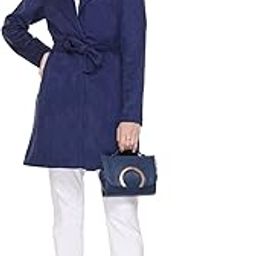 Women Solid Suede Long Coat With Belt-image-38