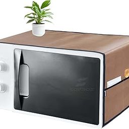 SOFROZ Microwave Oven Cover for Durable, Waterproof and Dustproof Kitchen Protector with 4 Side Storage Pockets for Kitchen Accessories (100 x 35 cm) (Beige)-image-115