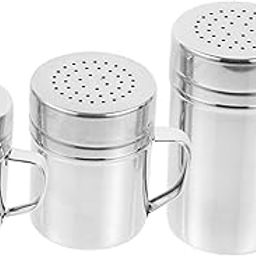 DECHOUS Sugar Powder Set Stainless Steel Powder Shaker Duster Lid Baking Use Multi-purpose Easy to Clean 3 Pcs-image-56
