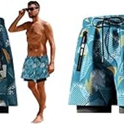 Swimming Trunk for Men Beach Outfits Pants with Pockets Elastic Double Layer Fashion Print Swimwear Shorts Sport Quick Dry Outdoor Running 3XL 2PCS-image-11