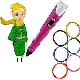 Time To 3D 2nd Generation 3D Pen with Charger, Stand & LCD Display | 3D Pen for Kids & Adults + 6 Colors of 5 Mtrs Each Filament Pack | Free 3 Colors of 3m Each Filament - Pink (3D Pen + Filament)-2