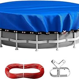 Aibiley Winter Pool Cover 15FT,Durable & Super Thick Round Pool Tarp,Heavy Duty Protect Covers Fit for Aboveground/Upground Pool Storage,Waterproof & Windproof with Cable and Winch Set,UV Resistant-image-37