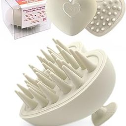 OOF! Heart Shaped Silicone Scalp Massager Shampoo Brush for Hair Growth + Soft Silicone Scalp Scrubber + Stress Reducer + Dandruff Control + Gentle Scalp Exfoliation + Color: White Sand-image-20