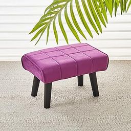 FLIPSSHOPPEE Small Foot Stool Ottoman Modern Accent Step Stool Seat Soft Padded Pouf Ottomans Sofa Footrest Stools for Couch Living Room Bedroom Entryway (Pack of 1, Violet 1)-image-74