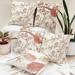 BRICK HOME Floral Printed Poly Cotton Cushion Covers Set of 5(16 X 16 Inches),180 TC,Multicolor-4