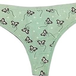 Butterfly Printed Cotton Thong Green-image-5