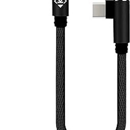 Strong Black l shape 90 degree Short Usb Cable type C Cable Fast Charging Type C short cable fast charging small Nylon braided cord wire 25cm for power bank smart phone android Galaxy-2