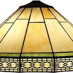 errzom Mission Style Lamp Shade Replacement Solo Tiffany Stained Glass Shades 16X8 1 Piece Beige Light Cover Accessories for Table Lamp Floor Lamp-image-25