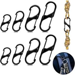 S Carabiner Zipper Clips, Double Opening Lock Clips, Backpack Keychain Clip, Dual Spring Snap Hook for Camping, Hiking, Luggage, Outdoor Fishing, Suitcase (8, M+L)-image-37