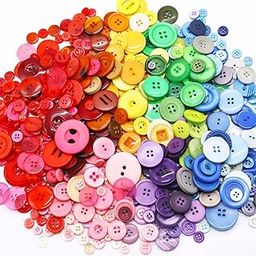 HASTHIP® 300Pcs+ Buttons for Clothes Replacement Resin Buttons for Crafts Sewing, Mixed Color & Sizes Shirt Button for DIY Crafting Painting Handmade Ornament Kids Activitiy-picture-2