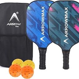 Arrowmax Pickleball Paddles - Multilayer Fiberglass and Graphite Face, SX3 Honeycomb Core - 2 Rackets, 40 Holes, 4 Balls, Full Zipper Cover Combo Kit-image-10