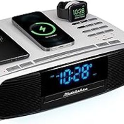 Studebaker Workstaton HiFi Music System with Bluetooth, FM Radio, CD, and Qi Wireless Charging Station (White)-11