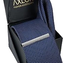 Tie for Men – Paisley Silk Neck Ties Set with Cufflinks Flower Pin, Pocket Square & Black Gift Box, Combo Necktie Sets for Office Wear, Formal Suits & Weddings (Deep Navy Blue, NXSMX_102)-image-112