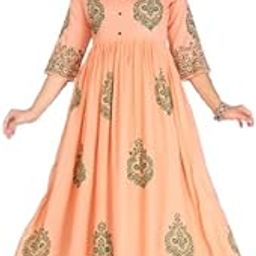 PRIYAGANI Garments Women's Trendy Rayon Anarkali Gwon Dress Hand Block Printed Ethnic Kurti-picture-42