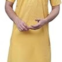 Men's Collection Ethnic Wear Pure Cotton Solid Regular Stylish Straight Short Sleeves Kurta with Band collarLHS-DBY1183-YWC-P-picture-2