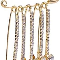 Designer Diamond Saree Pins Hijab Safety Pin Brooch & Sari Pins for Women pack of 6-image-19