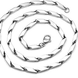 Chain for Men boys Jewellery Stainless Steel Valentine Long Chain Gents Platinum Necklace Silver Wheat Chain for Men Boys Stylish-image-68