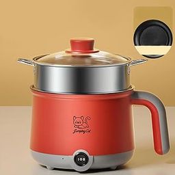 The Style Sutra Hot Pot Electric with Steamer Electric Cooking Pot for Porridge Noodles Eggs red-image-44