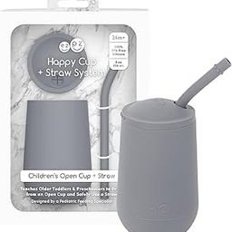 ezpz Happy Cup + Straw Training System - 100% Silicone Training Cup for Toddlers + Preschoolers + Kids - Designed by a Pediatric Feeding Specialist - Non-Slip, Tactile Bumps - 237ml - 24 Months+(Grey)-picture-12