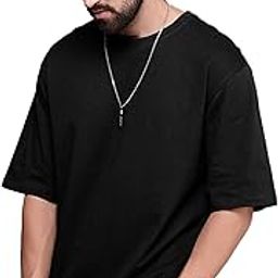 Half Sleeve Oversized Tshirt for Men, Round Neck Cottonblend Drop Shoulder Solid T-Shirt (Color Multicolor)-image-103
