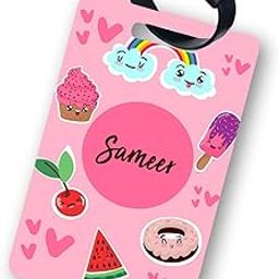 Customized Luggage Tag for Travel/School - ICY Pink Theme - Personalized Name - MDF 2.5 * 3.75" Multicolor - Single Side Print-picture-35