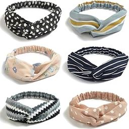 Soft Fabric Headbands for Women | Criss Cross Turban Korean Knotted Boho Stretchy Headwrap Scarf Headwrap, Bandana | Workout Head Wraps | Stylish Hair Accessories for Girls, Assorted (Set of 6)-36