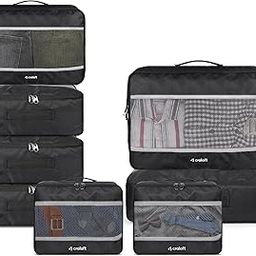 Polyester Packing Cubes Travel Organizer, Essentials Bag Pouches for Men and Women Set of 8 (2 Large, 4 Medium, 2 Small) (Black, CT1-V3, JourneyElite)-image-49