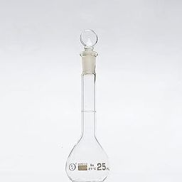 ISKO® Laboratory Volumetric flask With Glass Stopper, Measuring Flask Borosilicate Glass For chemistry Lab Apparatus Class B 2mm glass thickness and 10/19 Socket size set of 2 (25ml)-image-93