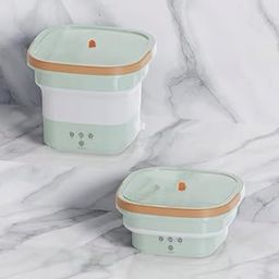 Lukzer Mini Foldable Washing Machine | Portable, Compact & Lightweight Laundry Machine for Travel, Dorms & Small Spaces | Ideal for Baby Clothes, Underwear & Delicates (1 Pc Green, 28x28x27.5 cm)-image-74