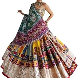 Yellow print and mirror work navratri lehenga chaniya choli-image-28