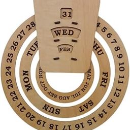 Wooden Perpetual Calendar, Wall Mounted, 23 x 25 cm, Rotating Date Month Display-picture-21