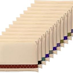 Premium Cotton Saree Cover, Cotton Saree Bags (Big Size 16 X 14 Inches, Pack of 12) | See-Through Window | Zip Closure with Stainless Steel Runner | Saree Organizer for Wardrobe Storage-image-56