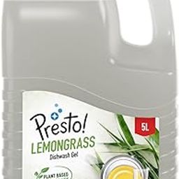 Amazon Brand - Presto! Dishwash Gel | Lemongrass | 5 Litre | Plant Based and Ecofriendly Surfactant | Leaves No Residue and Foul Smell | Grease Cleaner For All Utensils-image-93